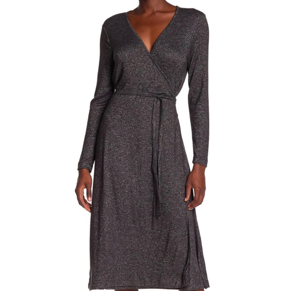 Susina Faux Wrap Cozy Knit Dress, Small